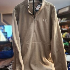 Under Armour Beige Quarter-Zip Fleece Pullover Loose Fit, 3x